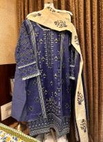 Cotton Blue Traditional Wear Printed Readymade Pakistani Suit